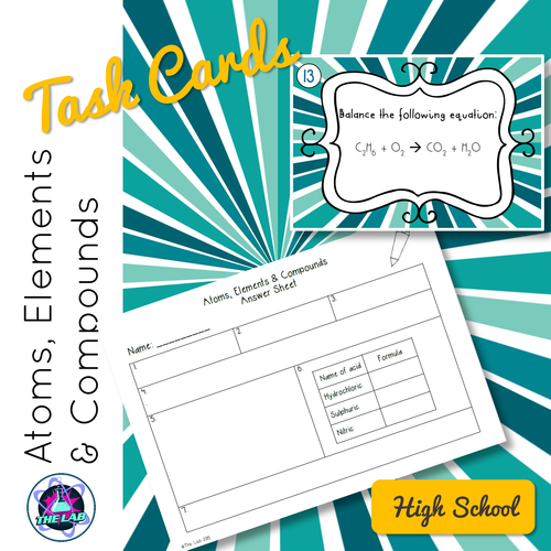 Atoms, Elements & Compounds Task Cards (High School)