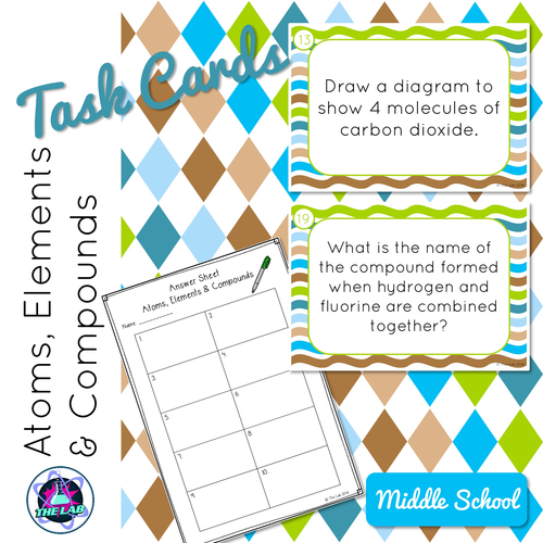 Atoms, Elements & Compounds Task Cards (Middle School)