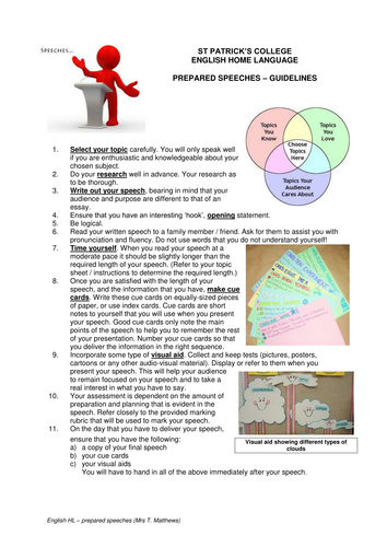 Prepared Speeches - guidelines for students