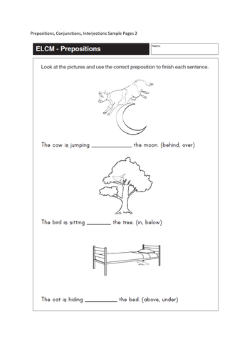 Prepositions Conjunctions And Interjections Teaching Resources