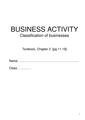 Classification of Businesses