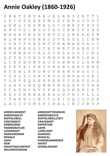 Annie Oakley Word Search