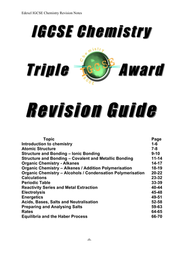 Chemistry IGCSE revision notes