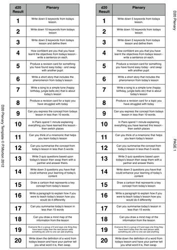 D20 (Dice) Plenary Chooser