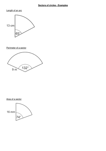 Arc Lengths Areas Of Sectors And Areas Of Segments Teaching Resources