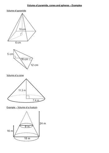 Volume Of Pyramids Cones And Spheres Teaching Resources