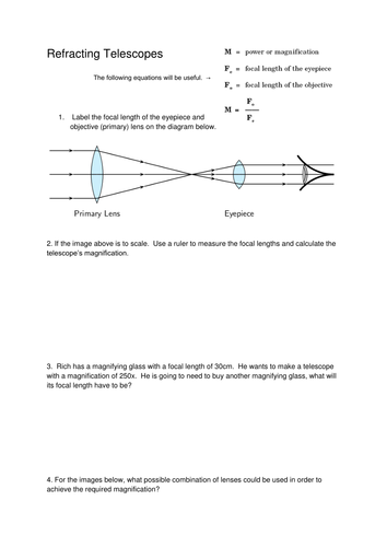 Refracting Telescope Worksheet