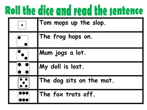 Roll and Read - phase 2 phonics