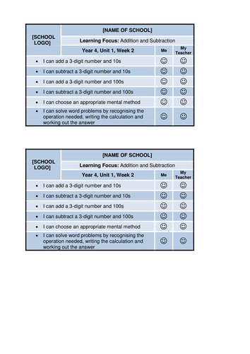 36 Year 4 Weekly Pupil Success Criteria - Maths