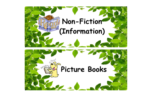 Reading Book Corner Labels (Library) KS1/2 - Leaves theme