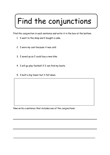 Conjunctions Worksheet | Teaching Resources