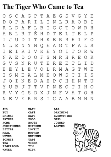 The Tiger Who Came to Tea Word Search 