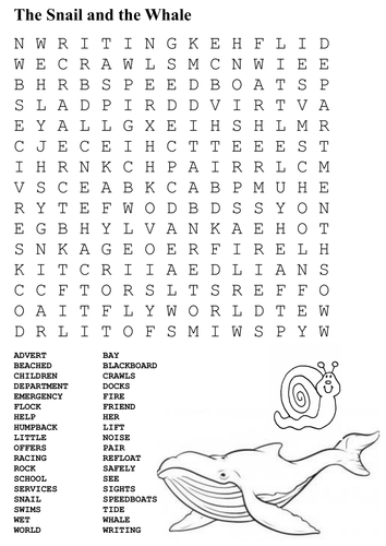 The Snail and the Whale Word Search and Colour