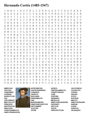 Hernan Cortes Word Search