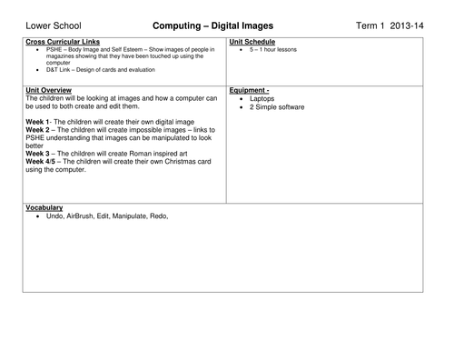 Computing - Digital Images