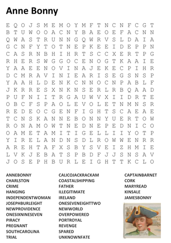 Anne Bonny (Pirates) Word Search