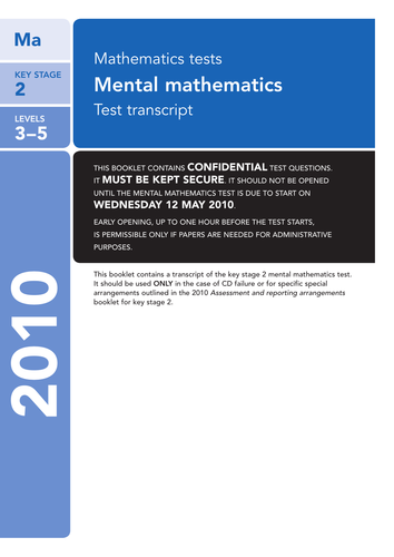 Complete Set of 2010 Maths SATs Papers