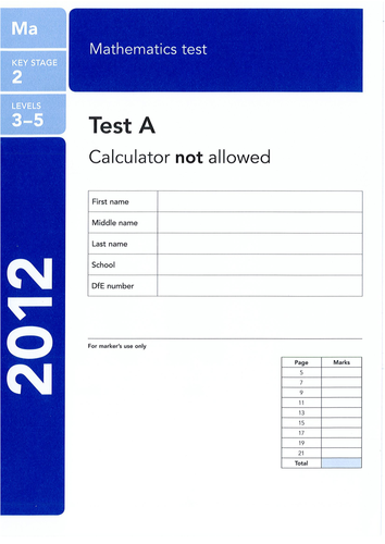 Complete Set of 2012 Maths SATs Papers
