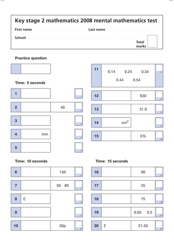 All the 2008 SATs Papers, Mark Schemes and Level Thresholds