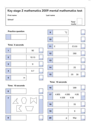 All the 2009 SATs Papers, Mark Schemes and Level Thresholds