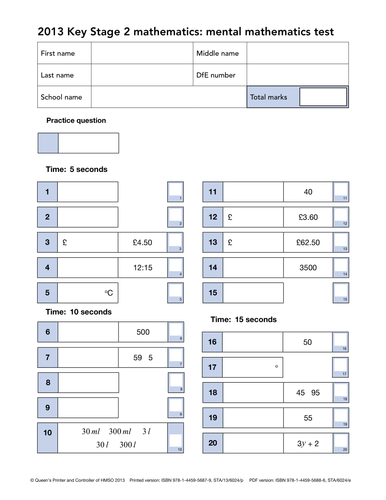 All the 2013 SATs Papers, Mark Schemes and Level Thresholds
