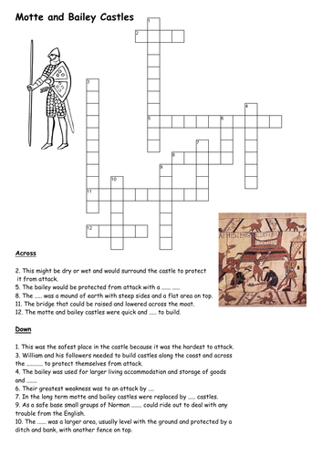 Motte and Bailey Castles Crossword