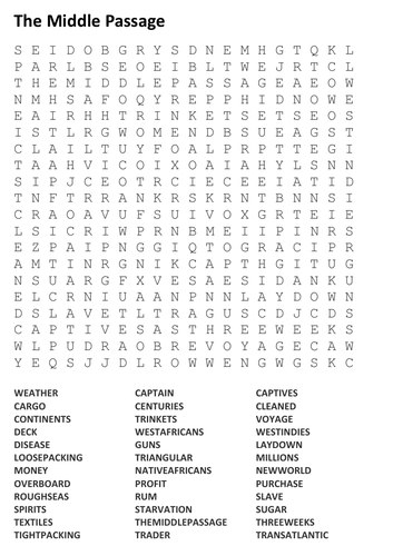 The Middle Passage Word Search