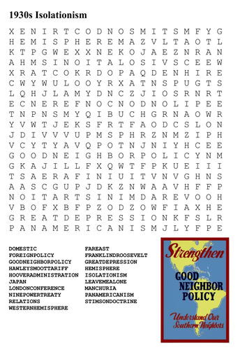 1930s Isolationism Word Search