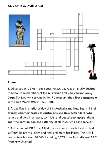 ANZAC Day Crossword