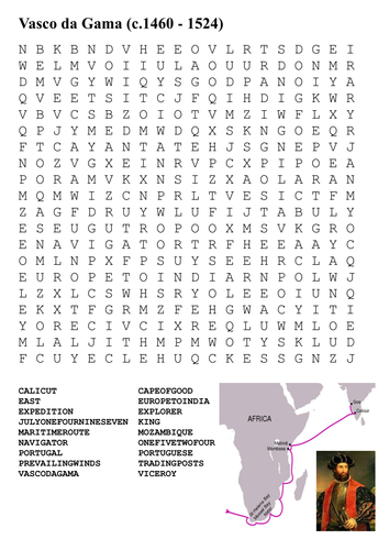 Vasco da Gama Word Search