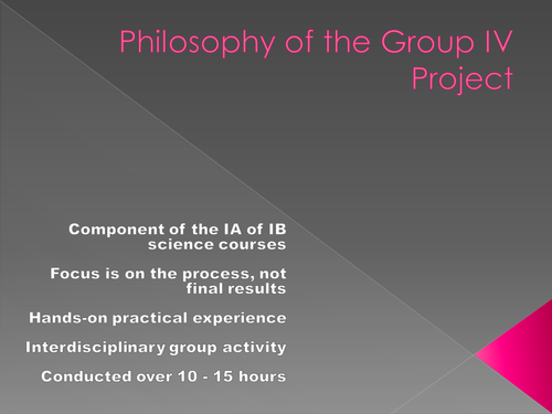 IBDP, Group 4 project resources.