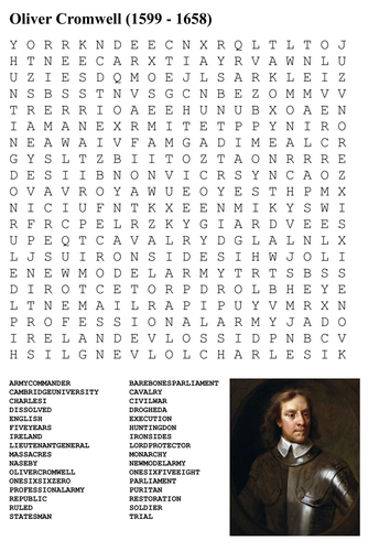 Oliver Cromwell Word Search