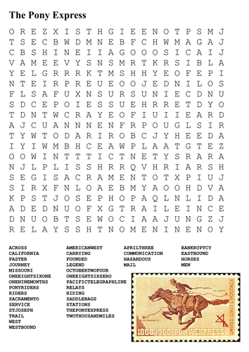 The Pony Express Word Search