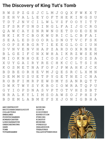 The Discovery of King Tut Word Search