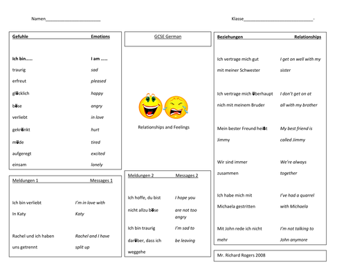 German: Relationships and Feelings