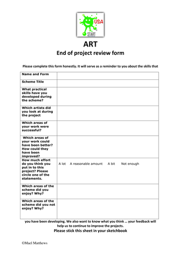 middle school presentation feedback form