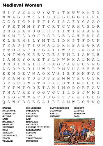Medieval Women Word Search