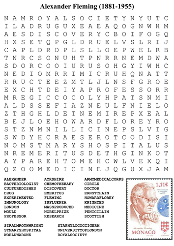 Alexander Fleming Word Search