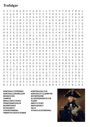 The Battle of Trafalgar Word Search