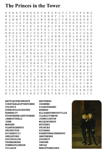 Princes in the Tower - Richard III Word Search
