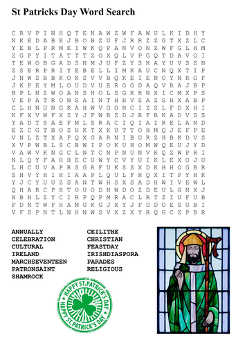 Saint patricks day word search teaching resources