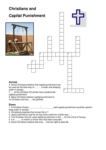 Christians and Capital Punishment Crossword Teaching Resources
