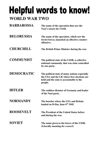 World War 2 Key Terms