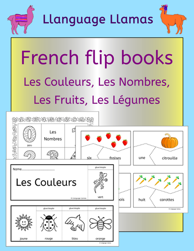 French flip books, handouts and activities - numbers, colors, fruit and veg