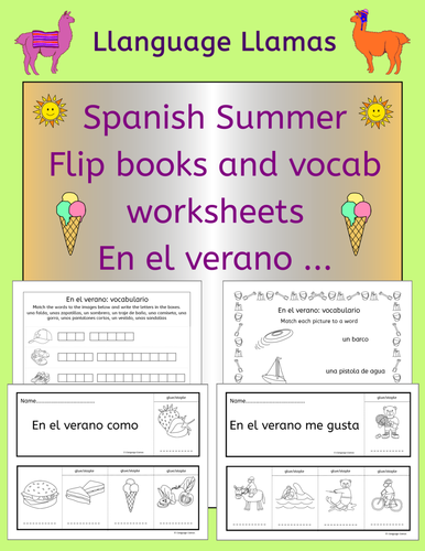 Spanish Summer Flip Books and Worksheets