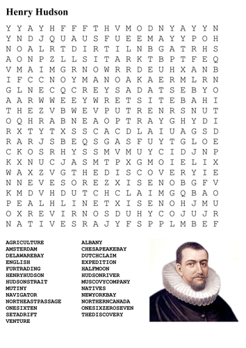 Henry Hudson Word Search