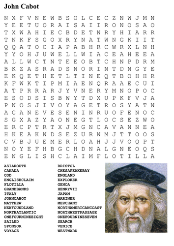 John Cabot Word Search