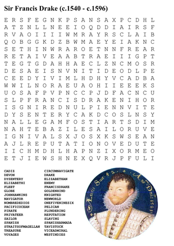 Sir Francis Drake Word Search