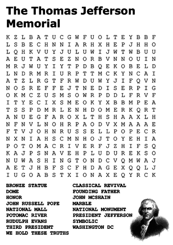 The Thomas Jefferson Memorial Word Search