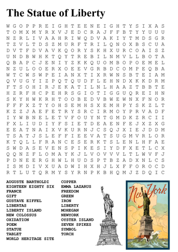 The Statue of Liberty Word Search